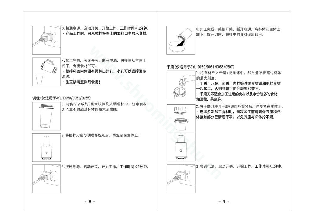 九阳料理机JYL-D055说明书第6页
