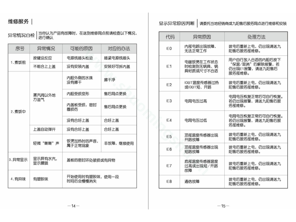 九阳电饭煲F-40T25-A说明书第9页