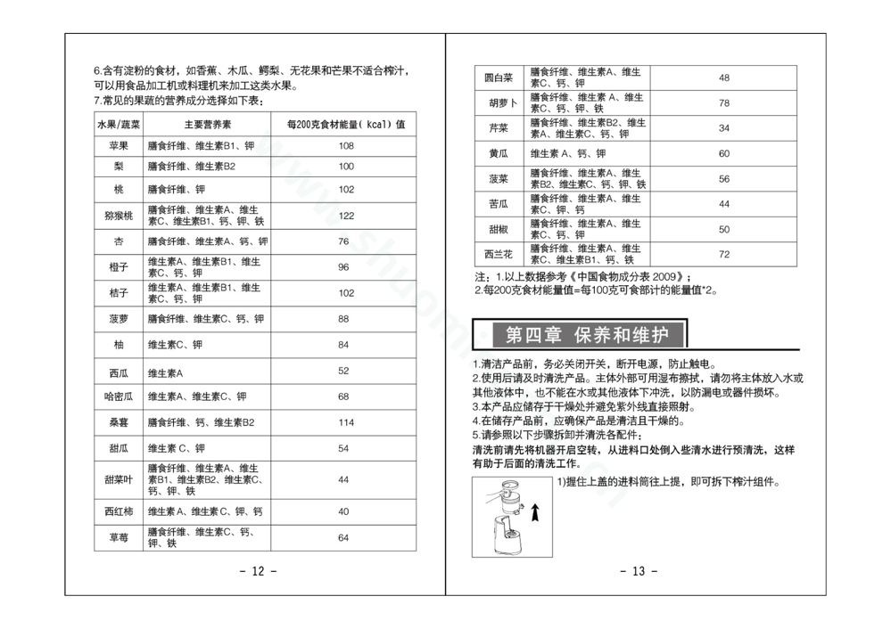九阳榨汁机JYZ-V12说明书第8页