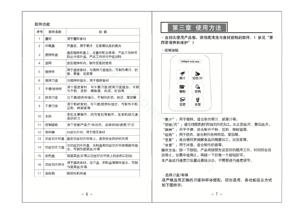 九阳料理机JYL-C03V说明书第5页