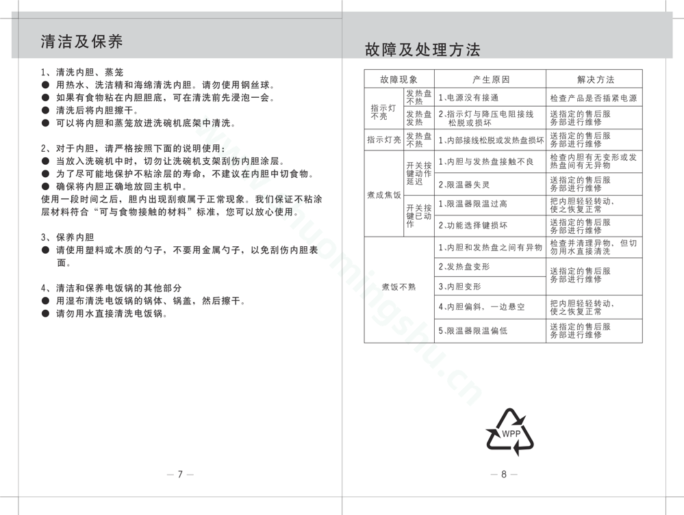 九阳电饭煲JYF-50ZJ02A说明书第6页