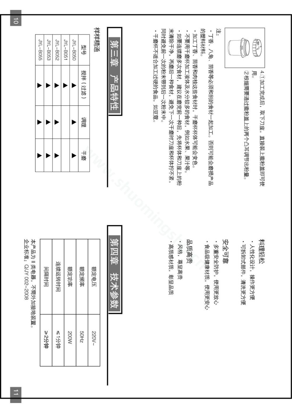 九阳料理机JYL-B050说明书第7页