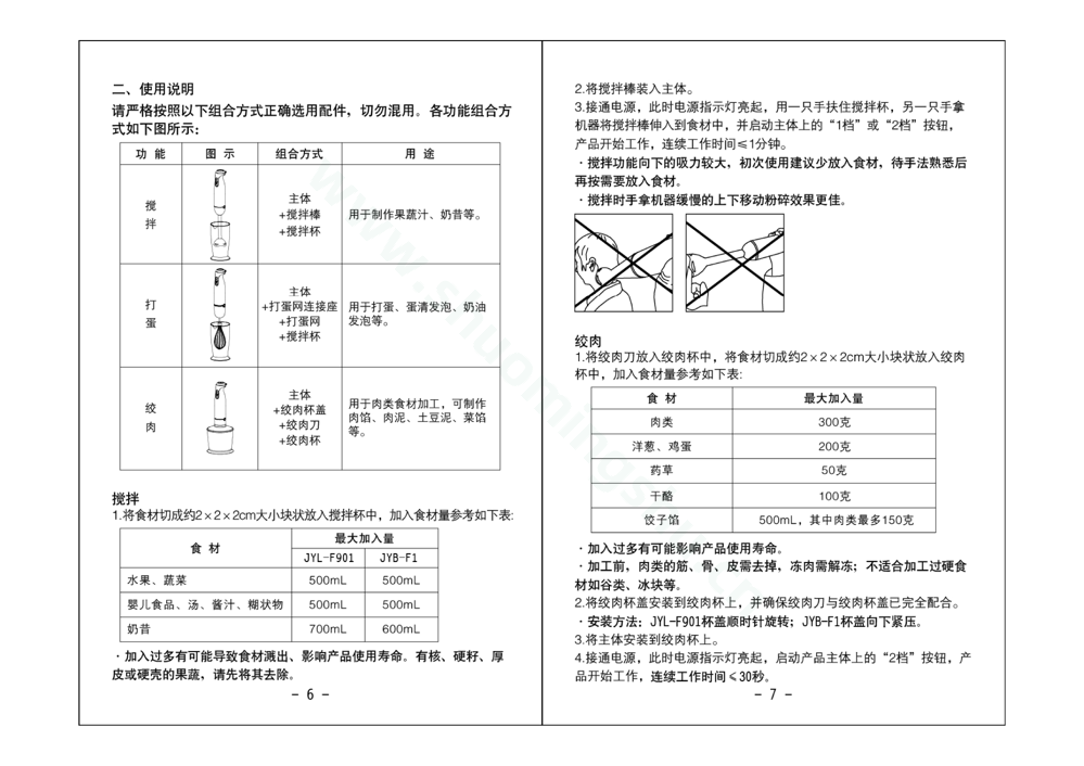 九阳料理机JYL-F901说明书第5页