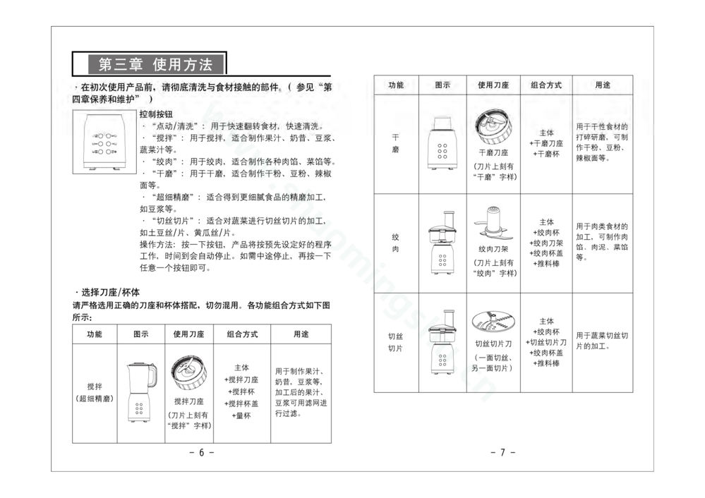 九阳料理机JYL-D020说明书第5页