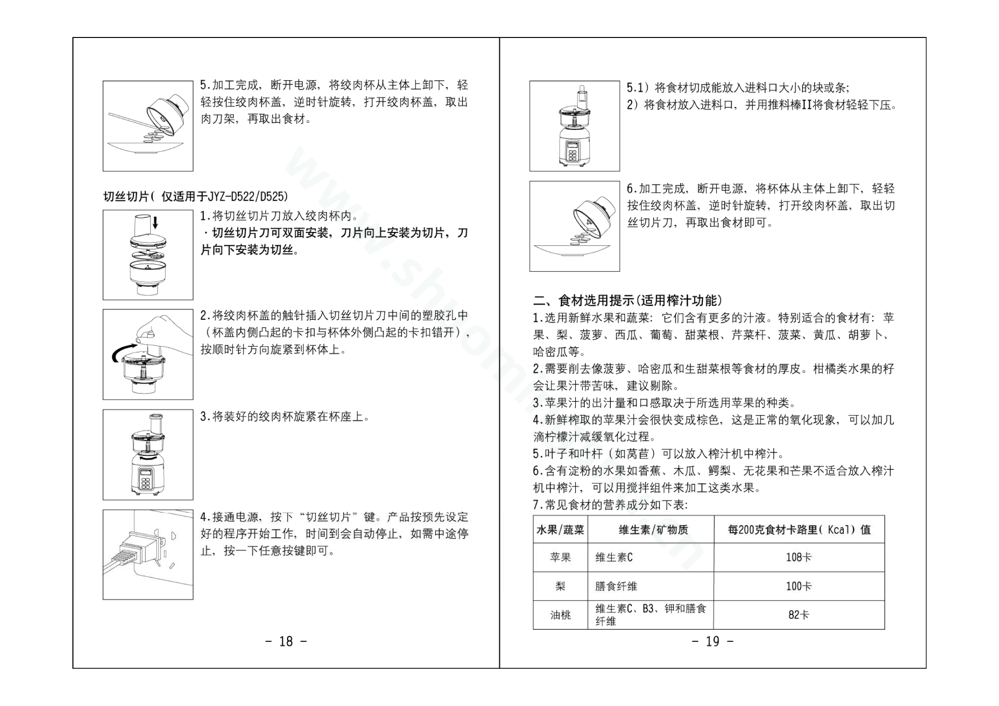 九阳榨汁机JYL-D526说明书第11页