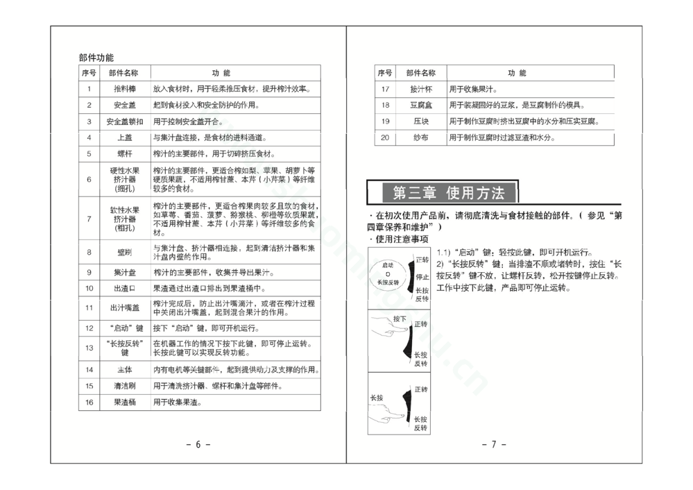 九阳榨汁机JYZ-V6说明书第5页