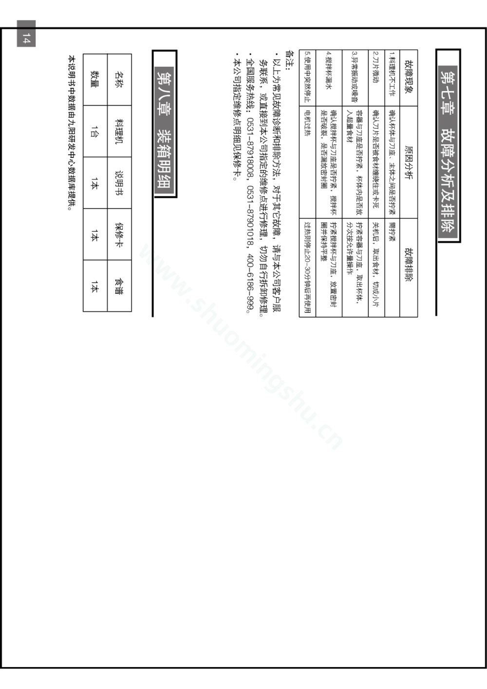 九阳料理机JYL-B010说明书第9页
