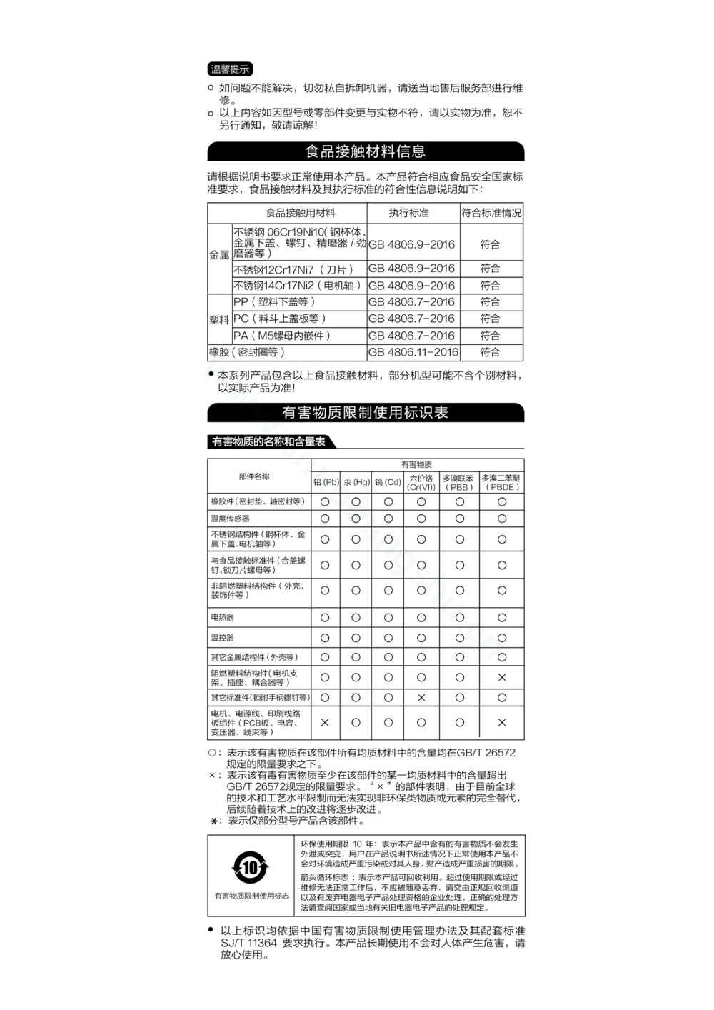 九阳豆浆机DJ03E-A1mini说明书第7页