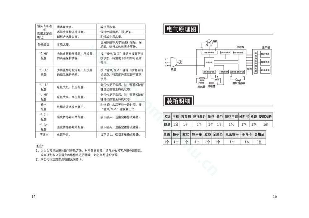 九阳馒头机MT75S-M7A说明书第9页