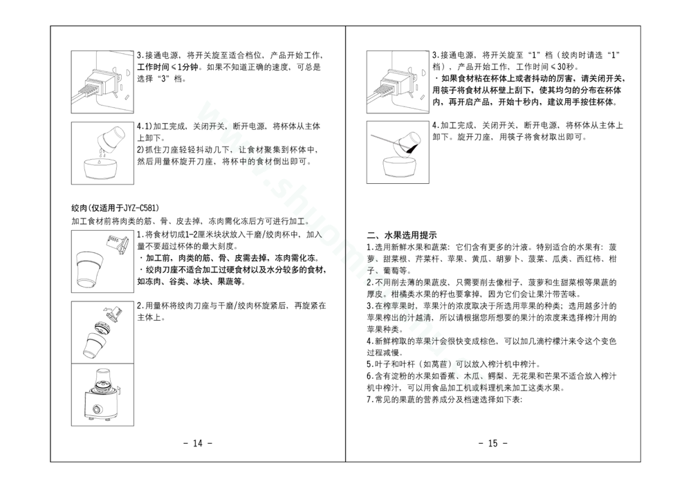 九阳榨汁机JYZ-C580说明书第9页