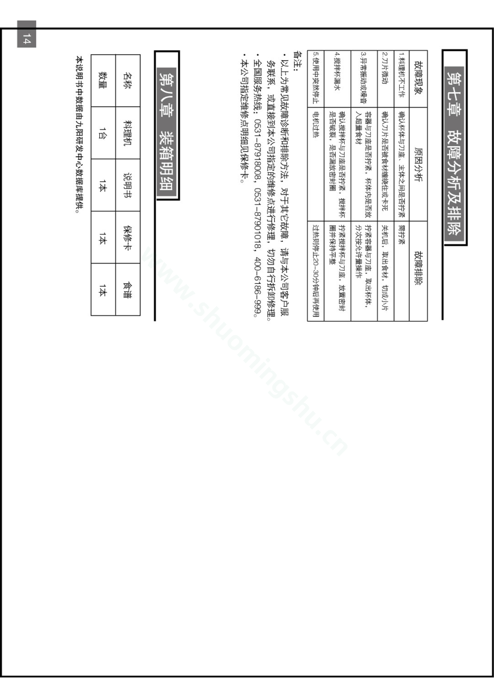 九阳料理机JYL-B020说明书第9页