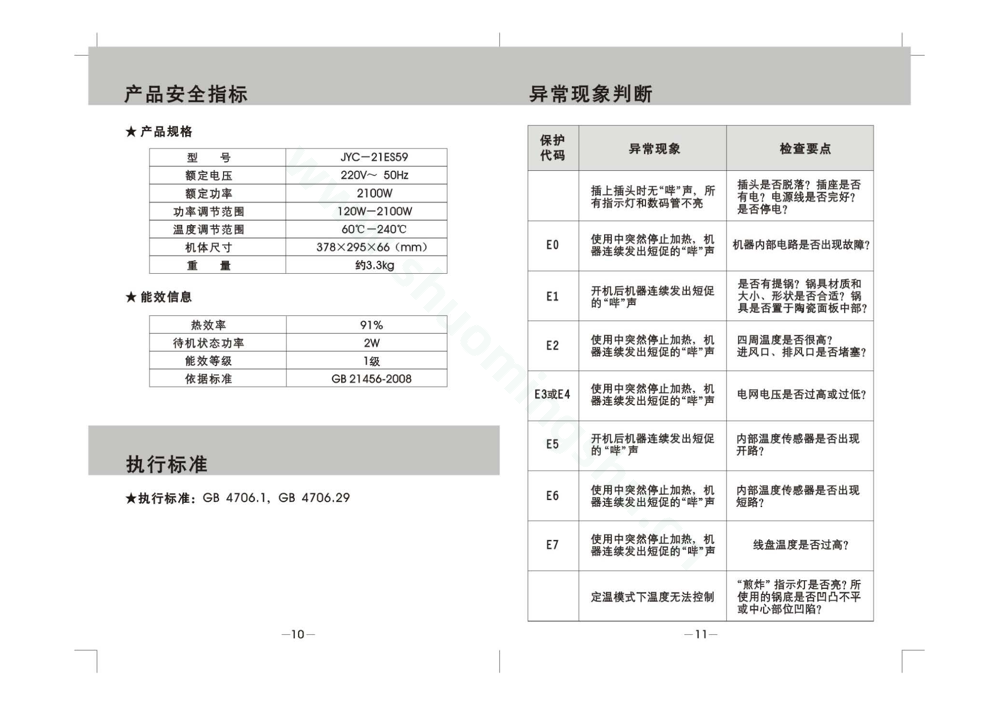 九阳电磁灶JYC-21ES59说明书第7页