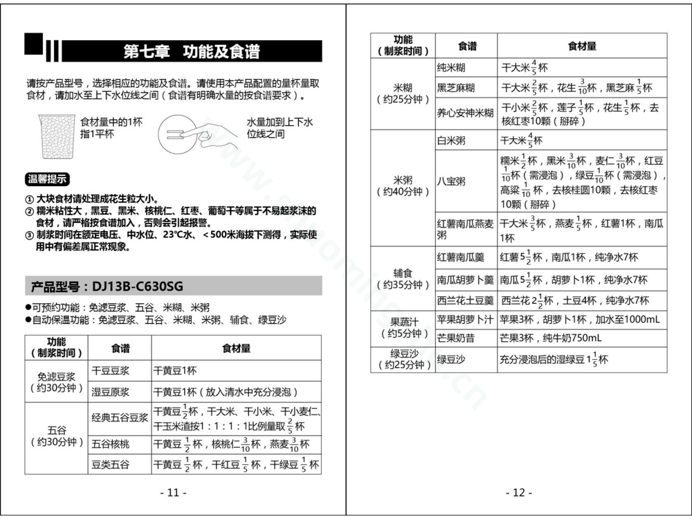 九阳豆浆机DJ13B-C630SG（02）说明书第8页