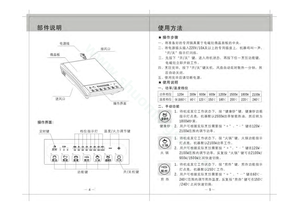 九阳电磁灶JYC-21EE5(升级)说明书第4页