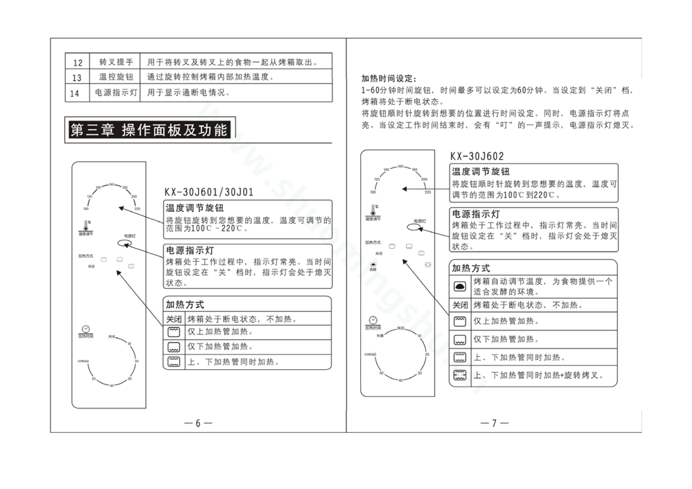 九阳电烤箱KX-30J01说明书第5页