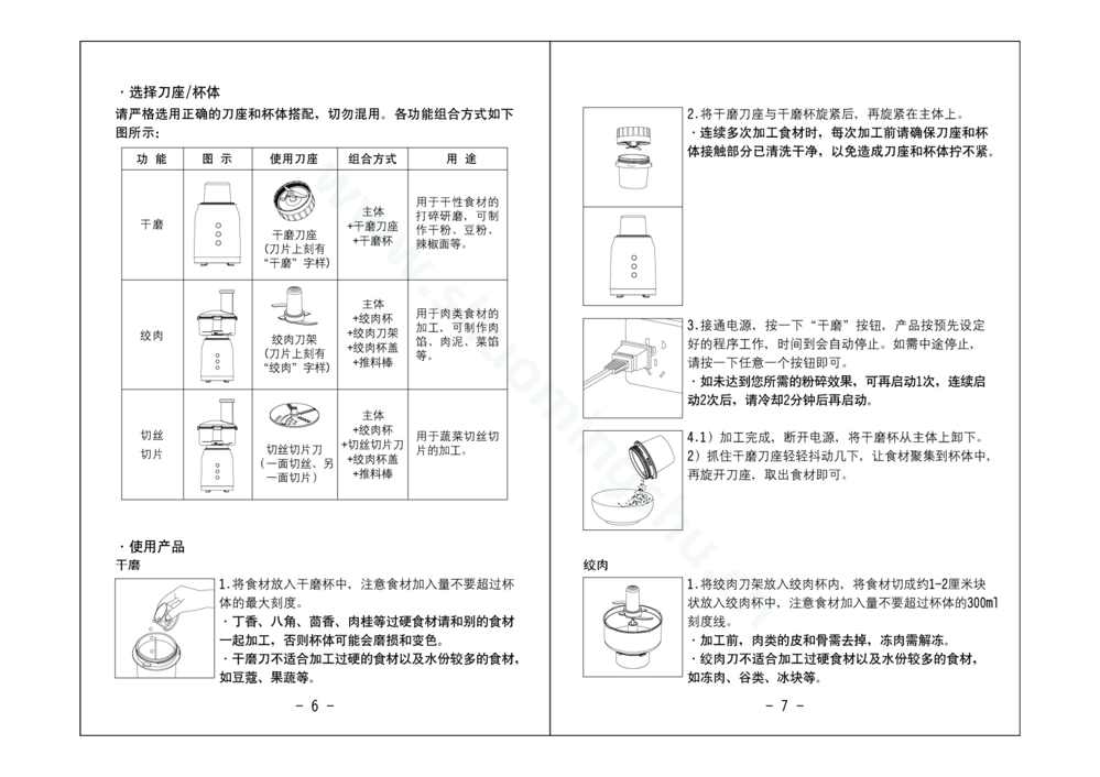 九阳料理机JYL-D021说明书第5页