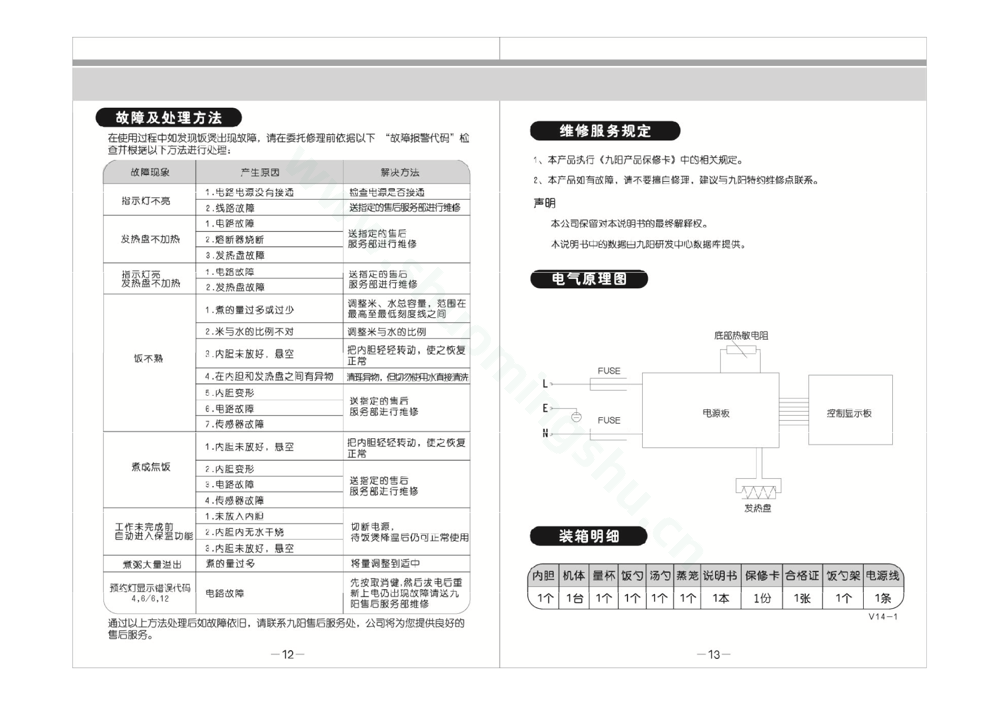 九阳电饭煲JYF-30FE07说明书第8页