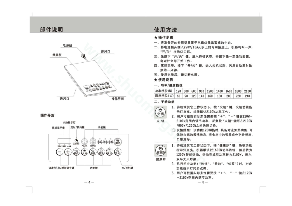 九阳电磁灶JYC-21GS05说明书第4页