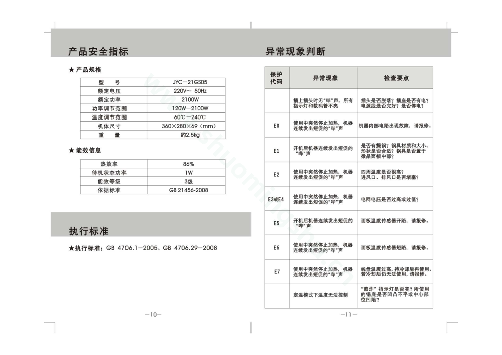 九阳电磁灶JYC-21GS05说明书第7页