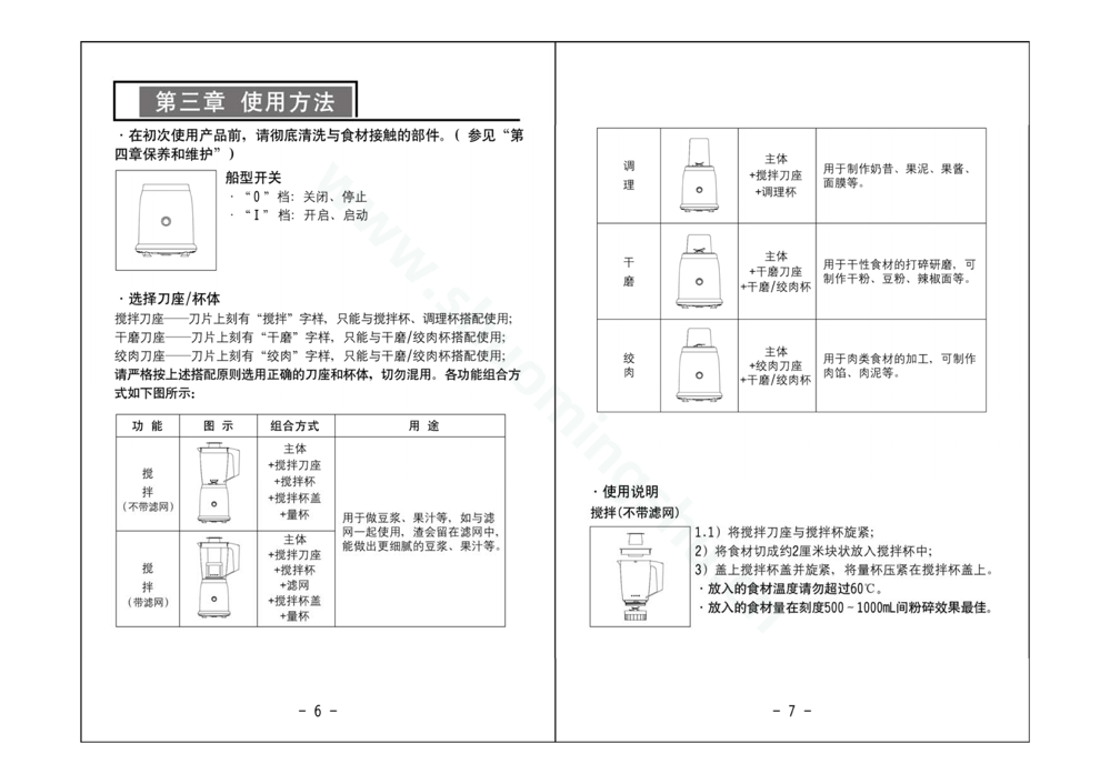 九阳料理机JYL-C013说明书第5页
