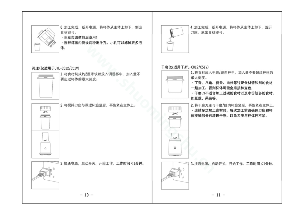 九阳料理机JYL-C012说明书第7页