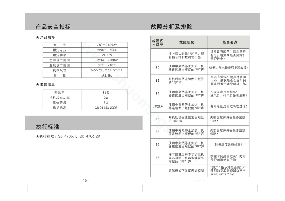 九阳电磁灶JYC-21DS29(升级)说明书第7页