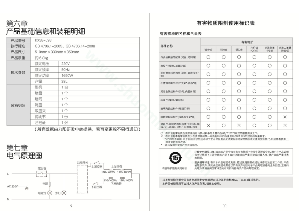 九阳电烤箱KX38-J98说明书第7页