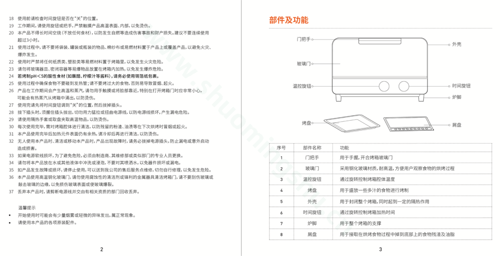 九阳电烤箱KX12-J87说明书第3页