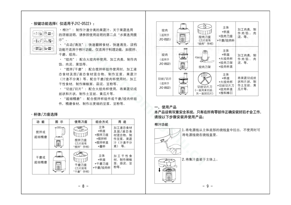 九阳榨汁机JYZ-D522说明书第6页