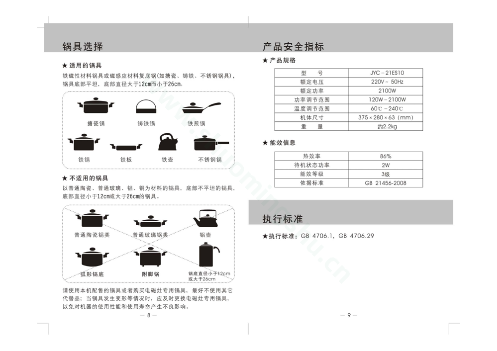 九阳电磁灶JYC-21ES10说明书第6页