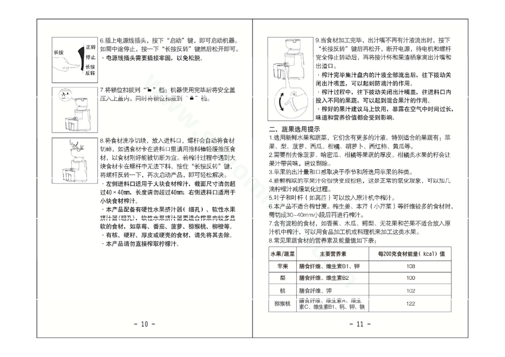九阳榨汁机JYZ-V2说明书第7页