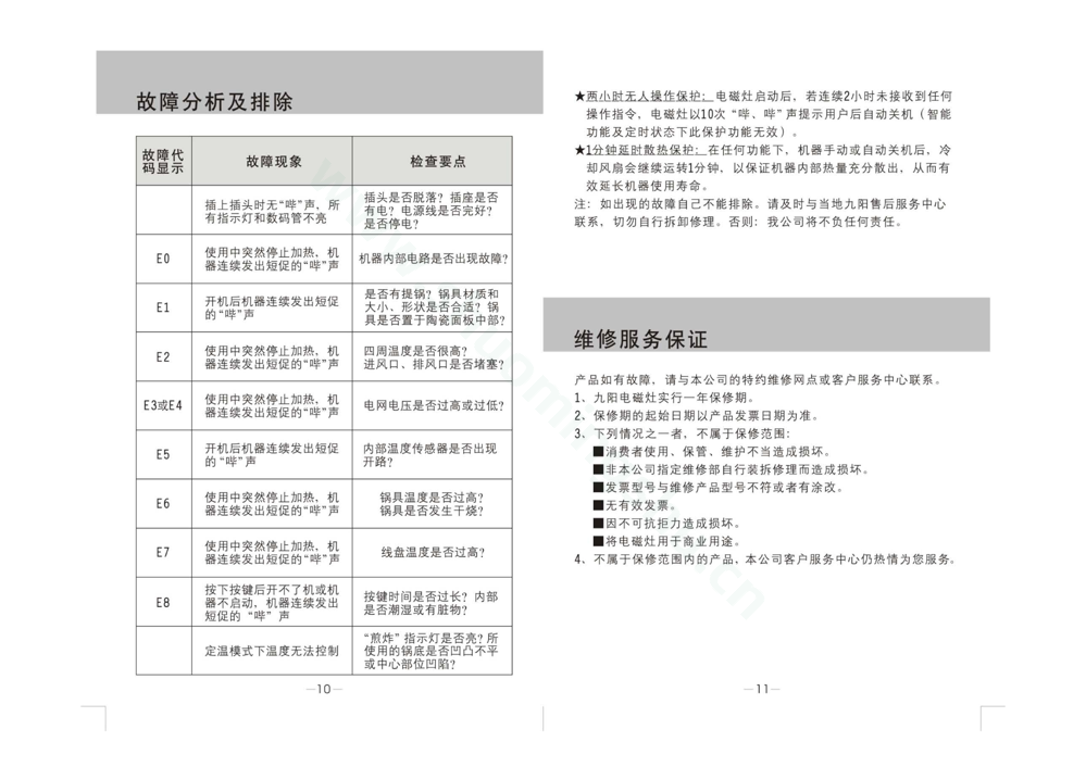 九阳电磁灶JYC-21EE5说明书第7页