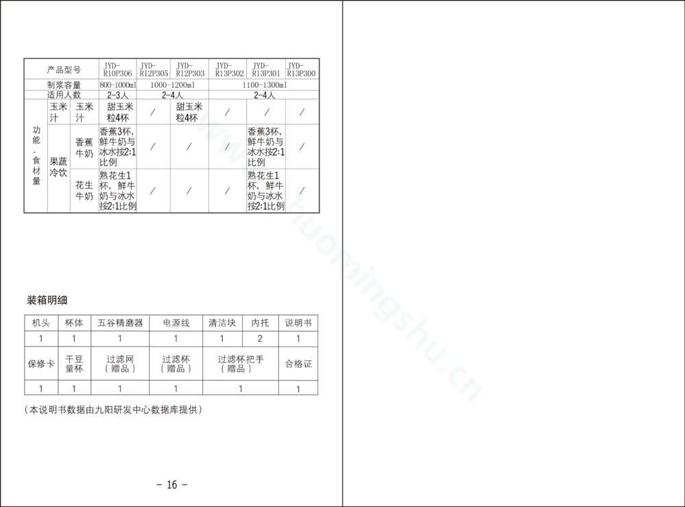 九阳豆浆机JYD-R10P306说明书第10页