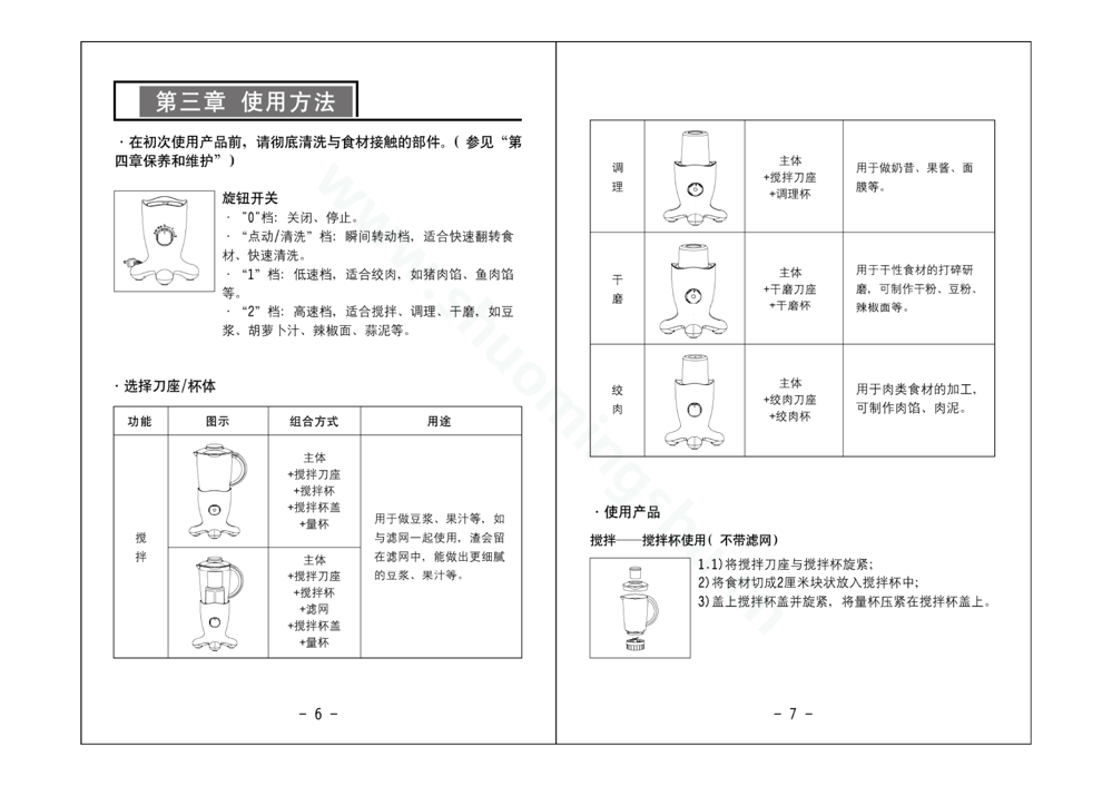 九阳料理机JYL-B083说明书第5页