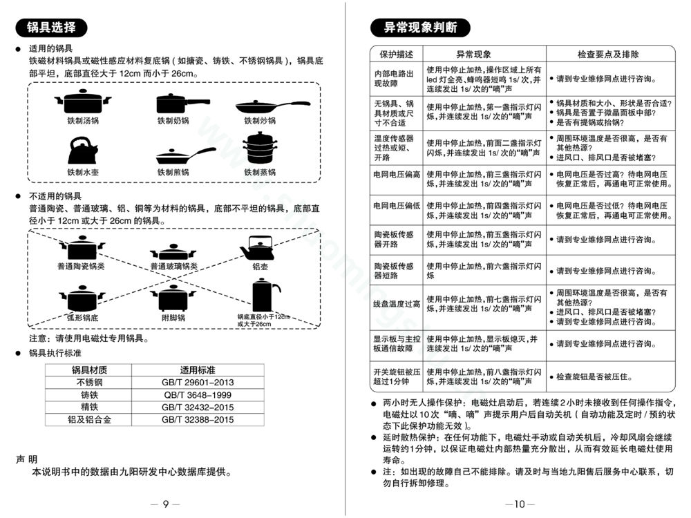 九阳电磁灶SX810-A4/A5说明书第7页