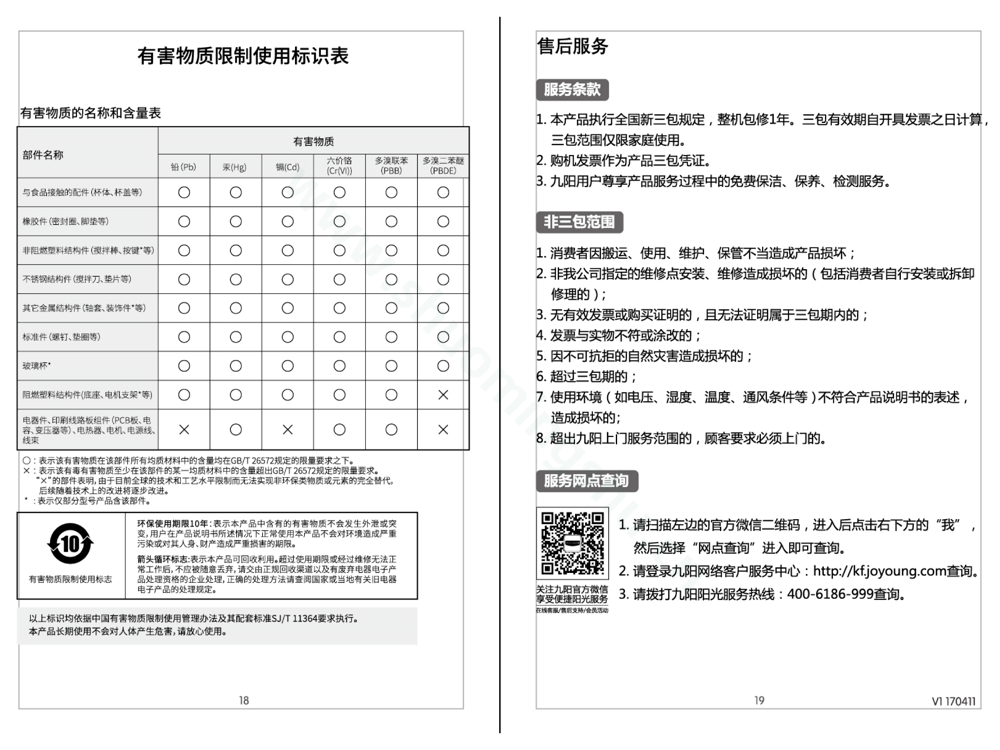 九阳料理机JYL-925说明书第12页