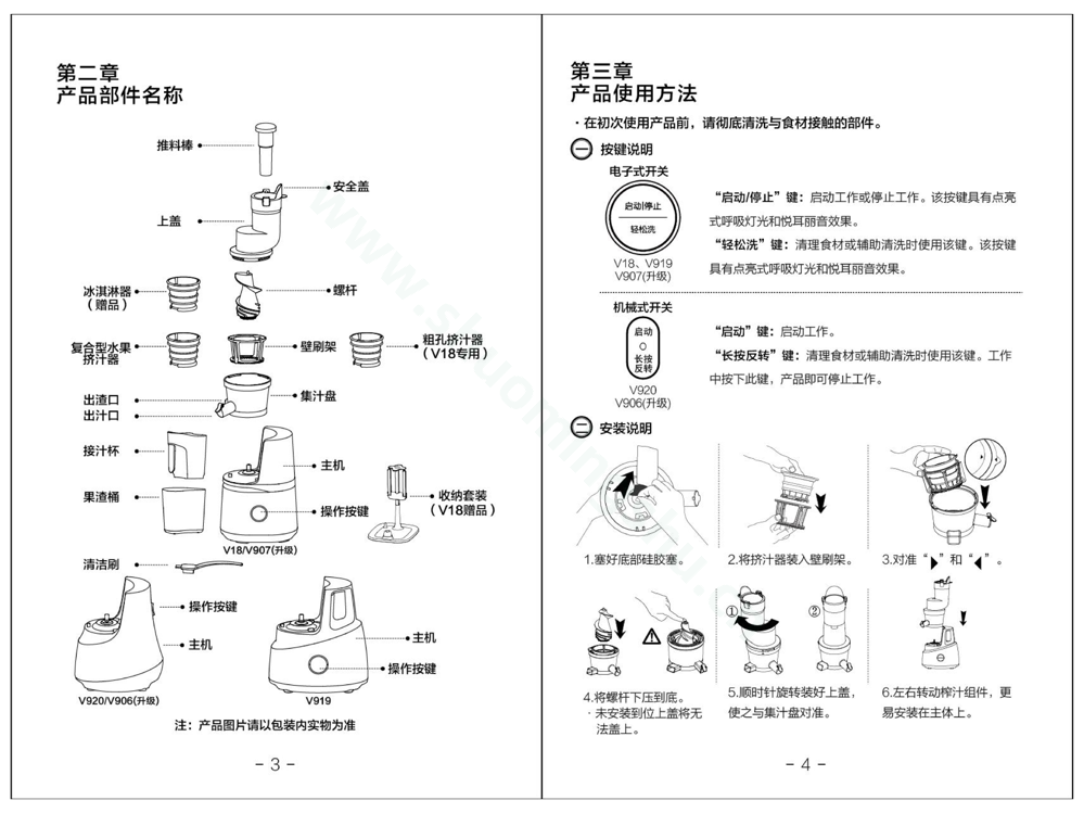 九阳榨汁机JYZ-V906（升级）说明书第4页