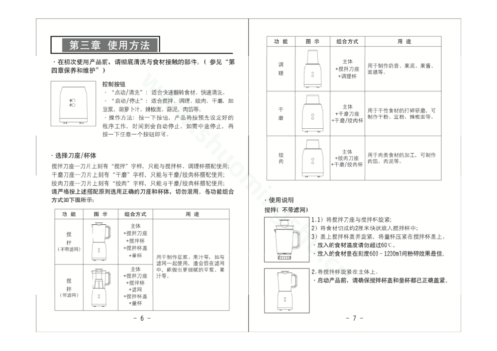 九阳料理机JYL-C020说明书第5页