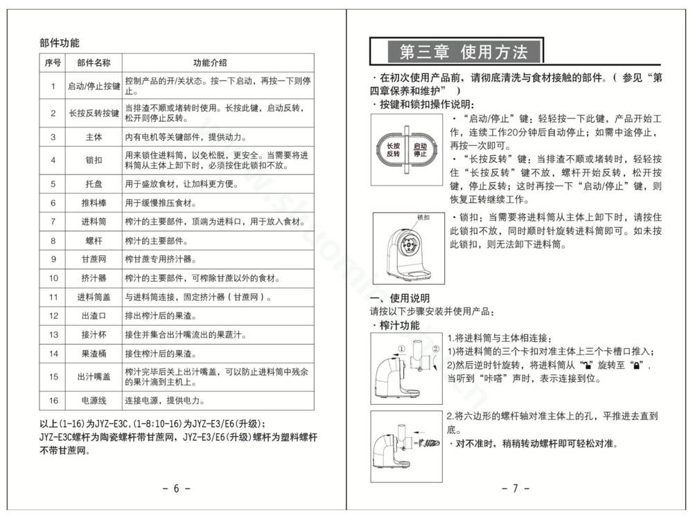 九阳榨汁机JYZ-E6(升级) 说明书说明书第5页