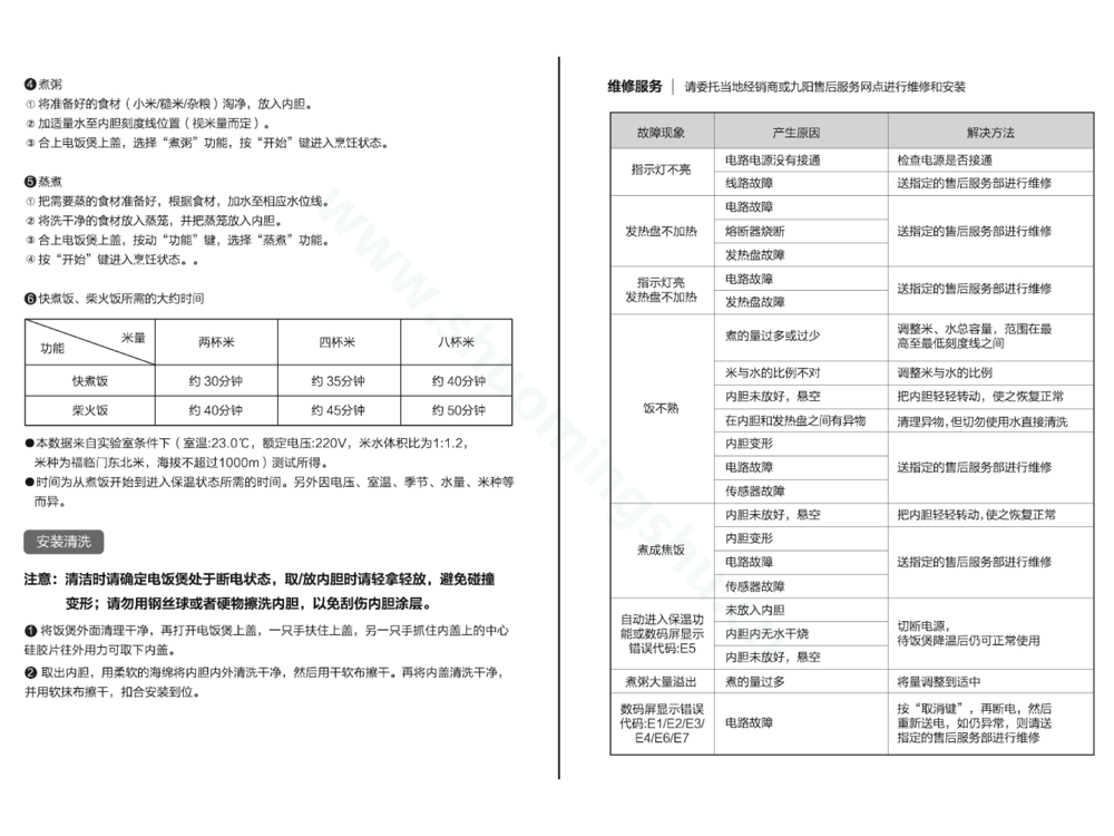 九阳电饭煲F-50FZ821说明书第3页