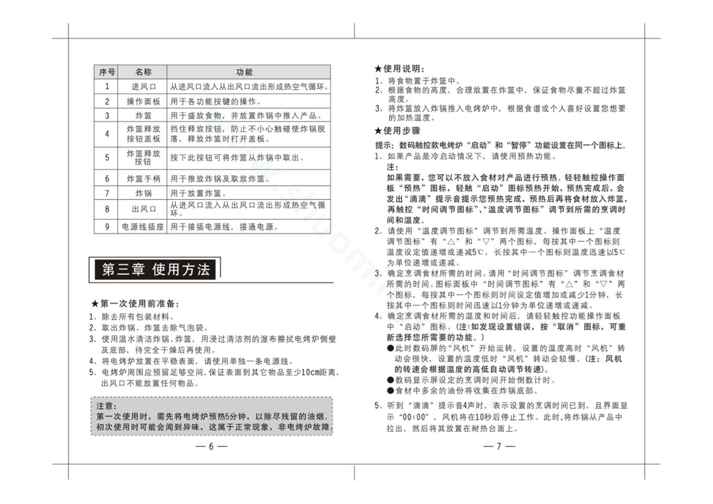 九阳空气炸锅KL-28Y02说明书第5页