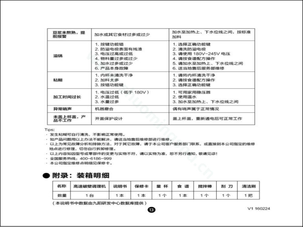 九阳料理机JYL-Y15说明书第16页