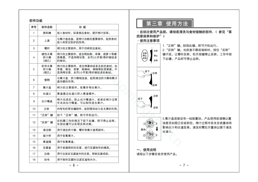 九阳榨汁机JYZ-V7说明书第5页