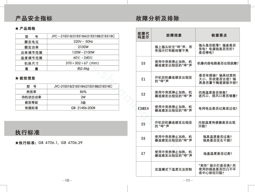 九阳电磁灶JYC-21ES18说明书第7页