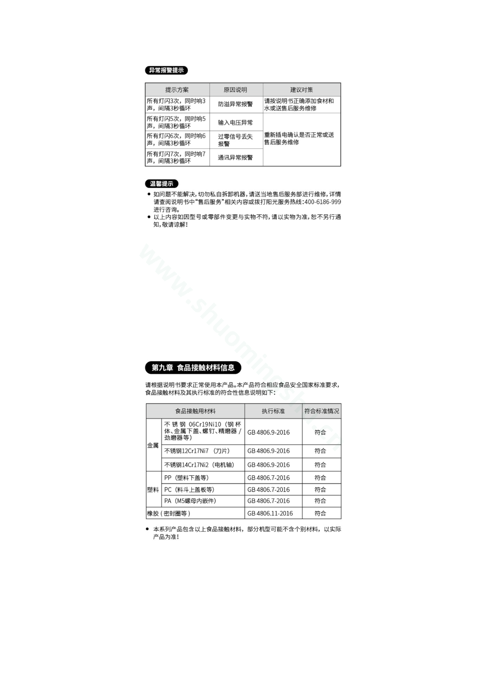 九阳豆浆机DJ12B-A11（05）说明书第6页