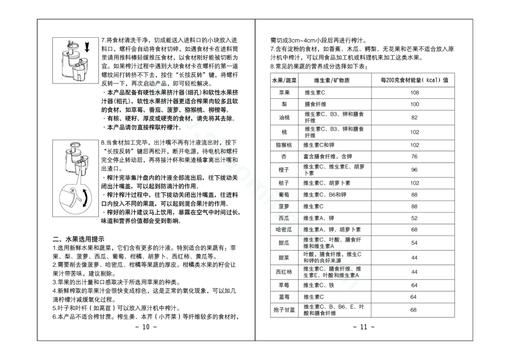 九阳榨汁机JYZ-V2说明书第7页