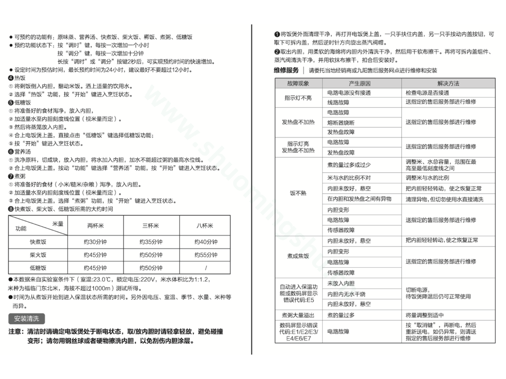 九阳电饭煲F-40TD02说明书第3页