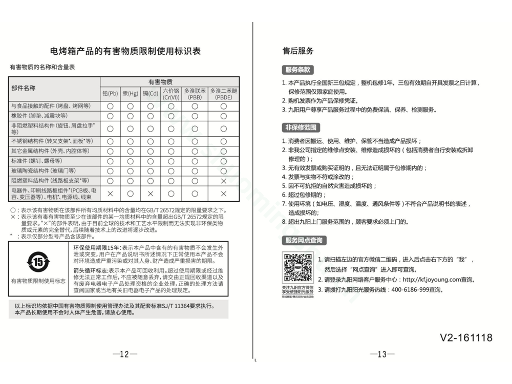 九阳电烤箱KX-32J7说明书第8页