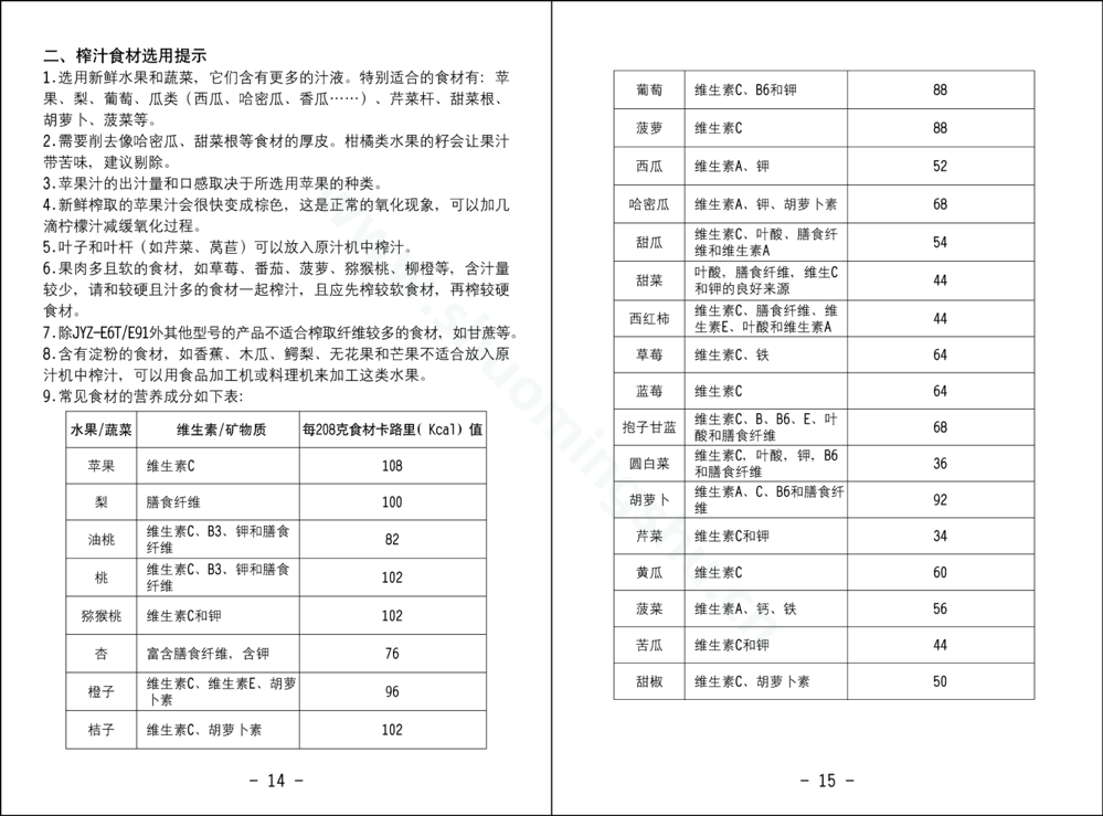 九阳榨汁机JYZ-E9说明书第9页