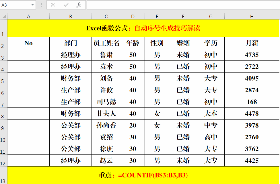 表格自动排序怎么设置（Excel中自动序号的生成技巧）(4)
